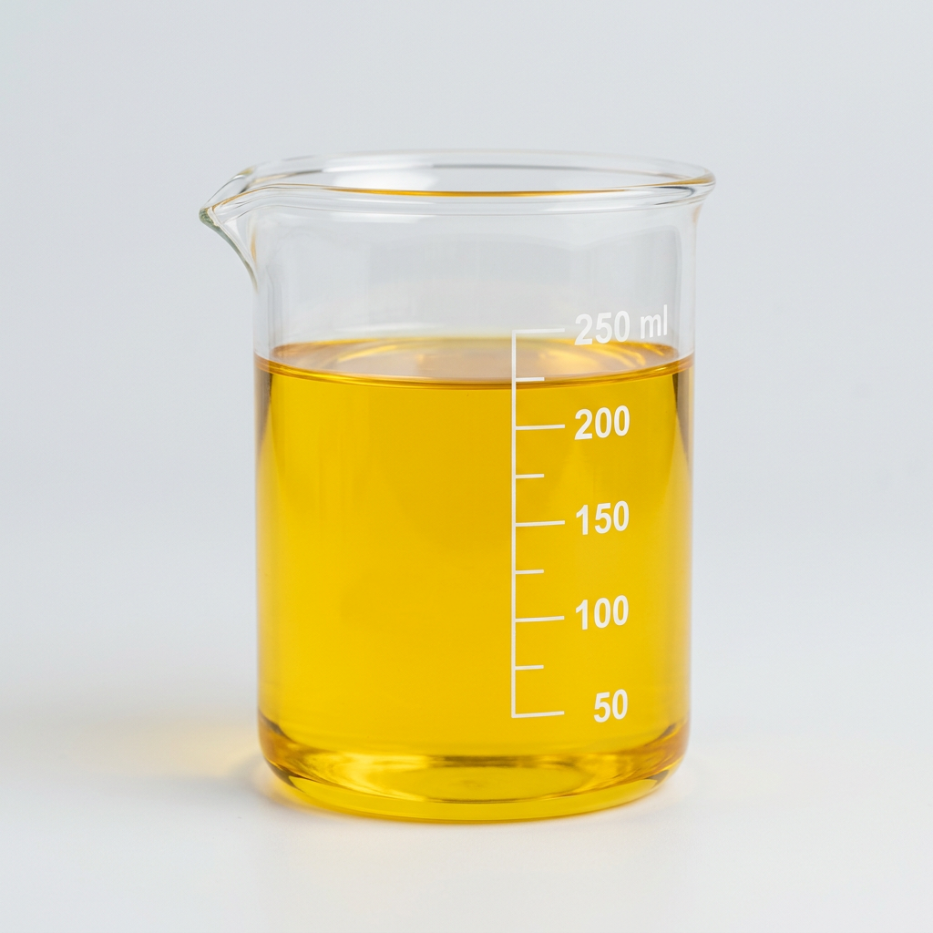 After treatment: clear, bright golden oil